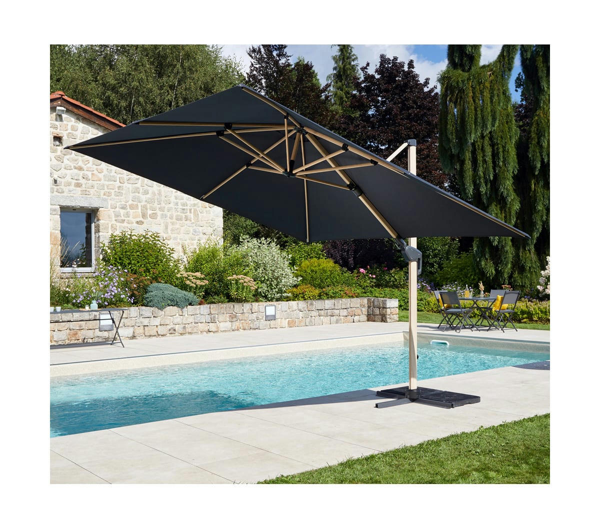 EMERAUDE - Parasol déporté 3x3m - en aluminiumgris anthracite