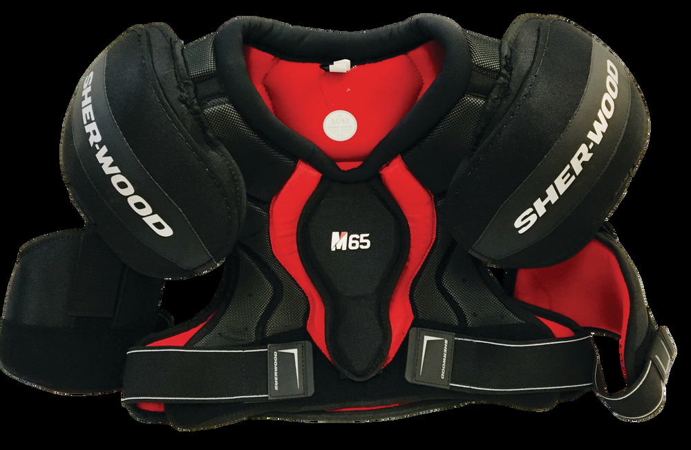 Sherwood Rekker M65 Hockey Shoulder Pads, Senior, Black/Red, Assorted Sizes