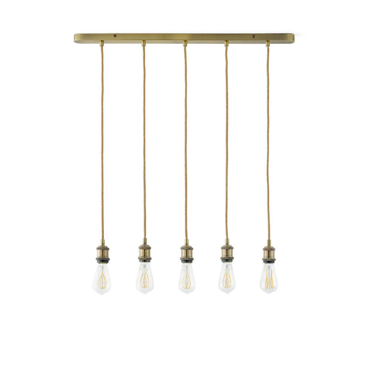 Suspension grappe en laiton et jute, Palatina