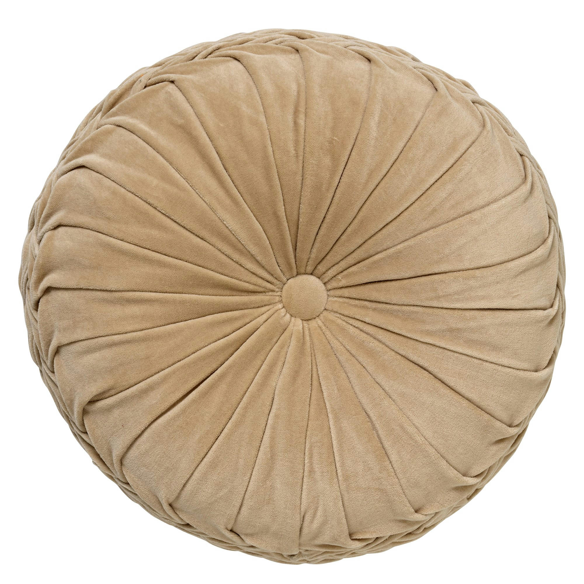 KAJA - Coussin rond beige en velours 40 cm uni