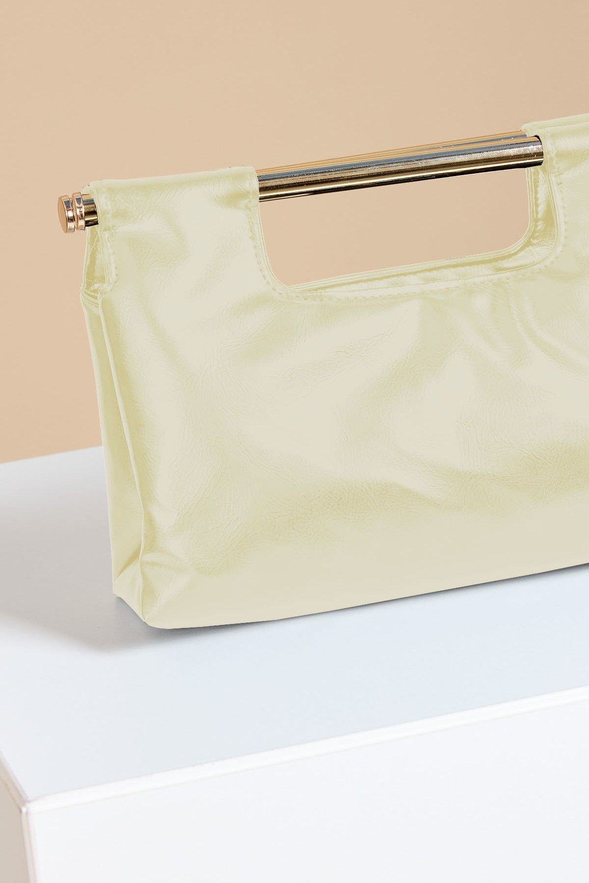Little Mistress Yellow Metal Bar Clutch Bag
