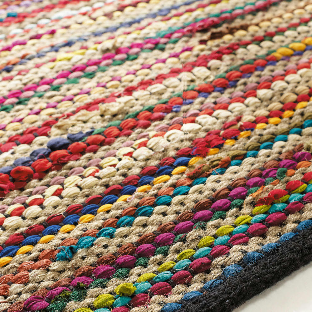 ROULOTTE - Tapis en coton recyclé et jute multicolores 160x230