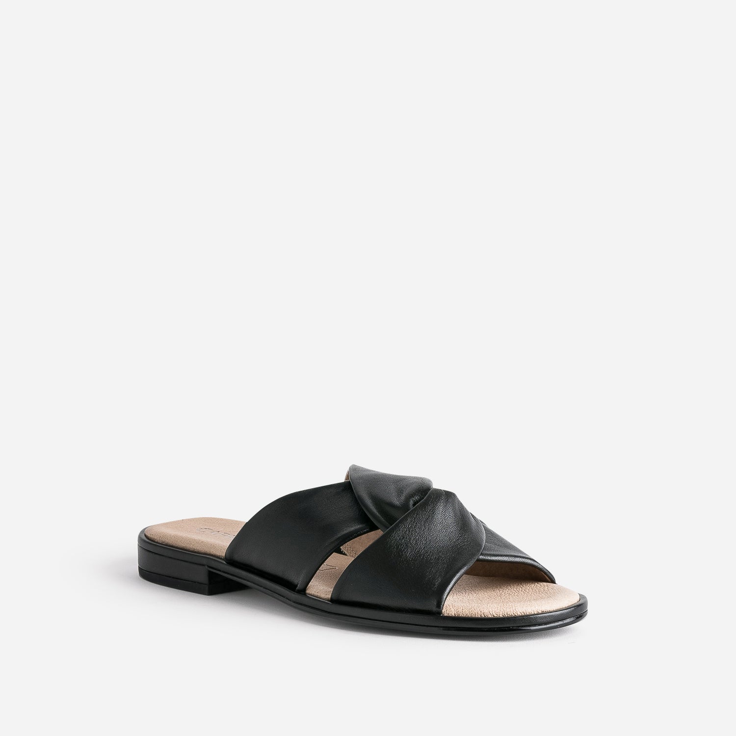 Mule CAPRICE noire en cuir à brides croisées