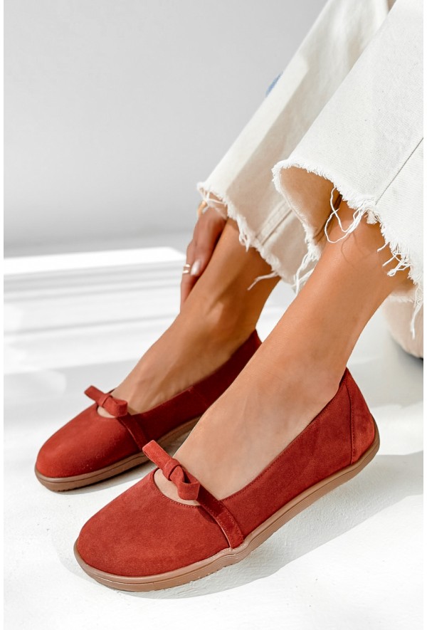 Czerwone zamszowe baleriny barefoot Sorin