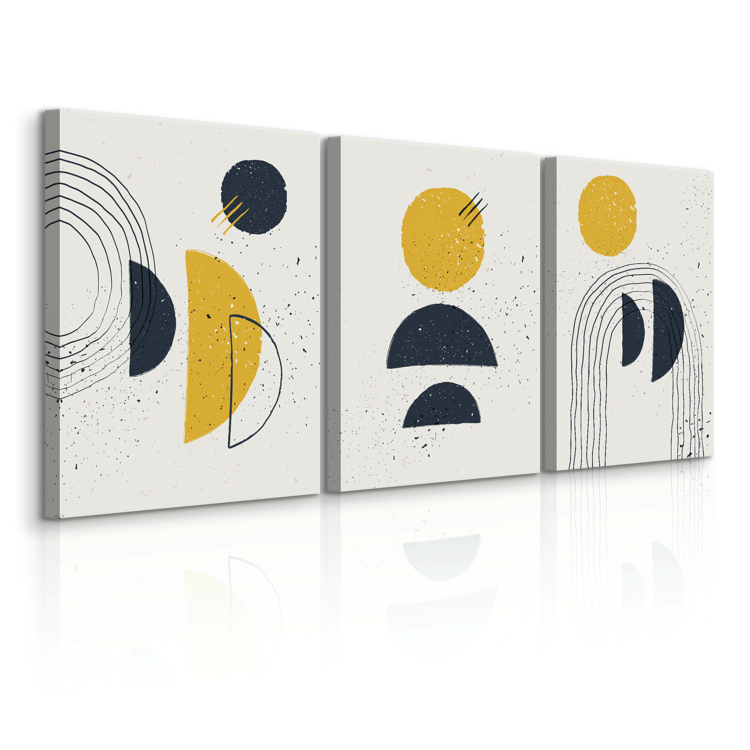 OBRAZY SET ABSTRAKCJA FIGURY GEOMETRYCZNE STYL BOHO 90x40cm