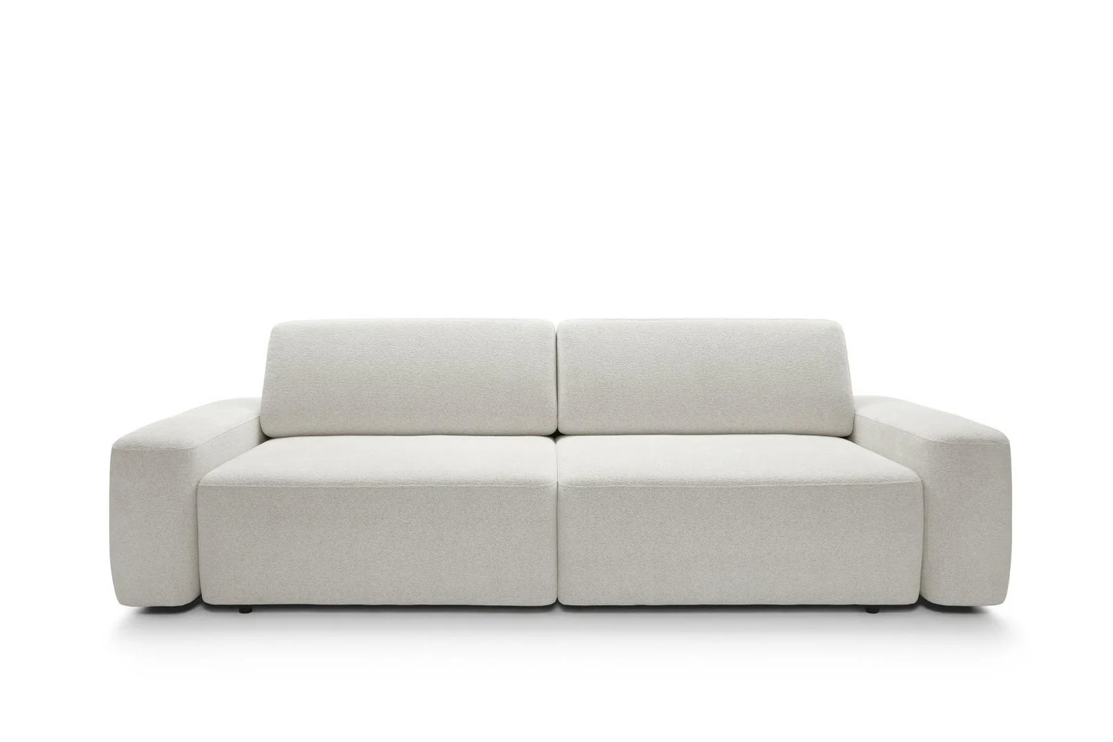Sofa Orby beżowa Raven rozkładana styl skandynawski obła