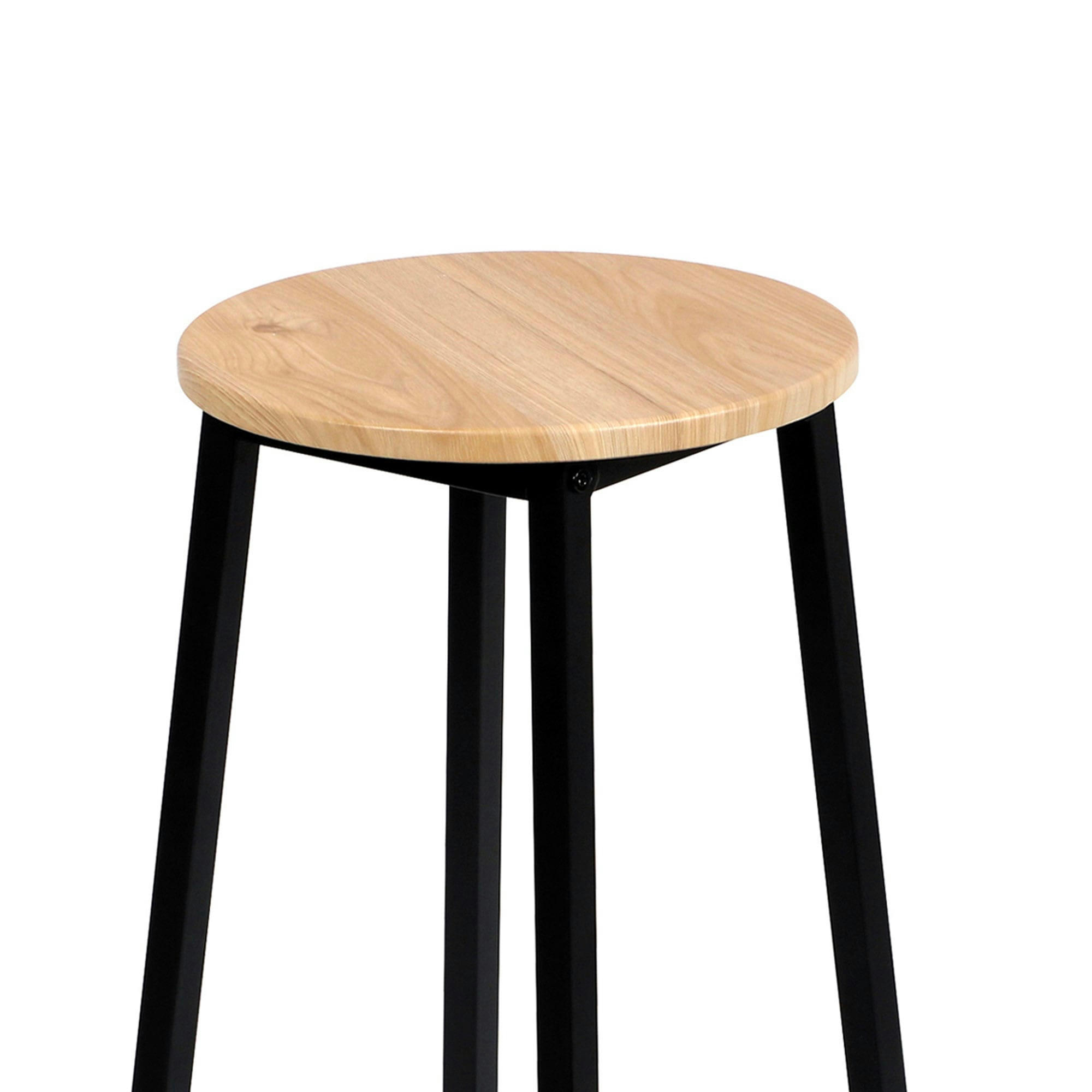 - Set de 2 tabourets de bar ronds métal noir et bois - 30x30x70cm