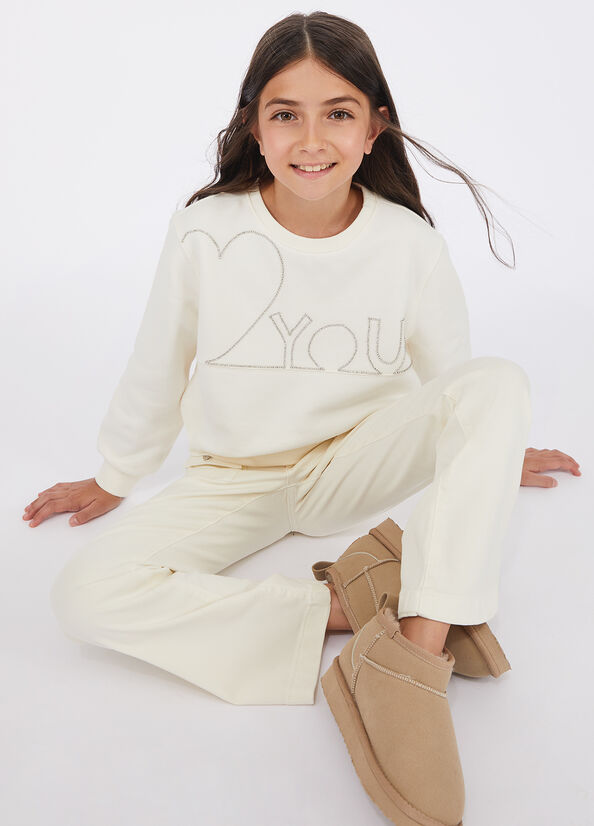 Felpa in cotone con strass