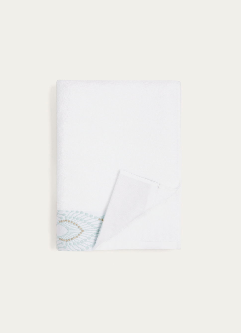 DRAP DE BAIN UNI SABRINA AVEC LITEAU FANTAISIE BLANC
