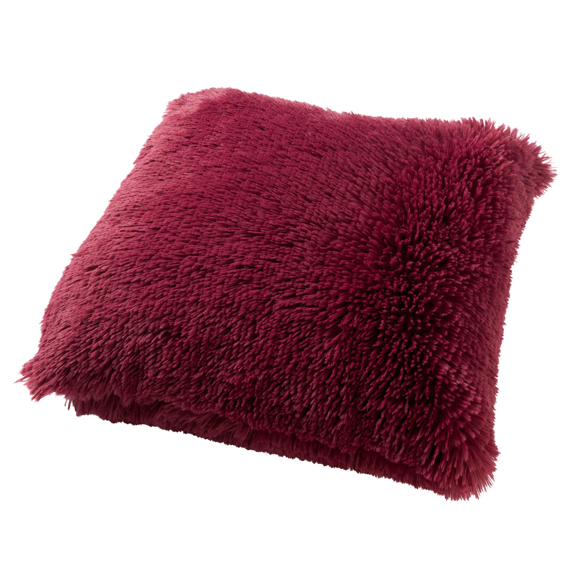 - Housse de coussin rouge fausse fourrure-60x60 cm uni
