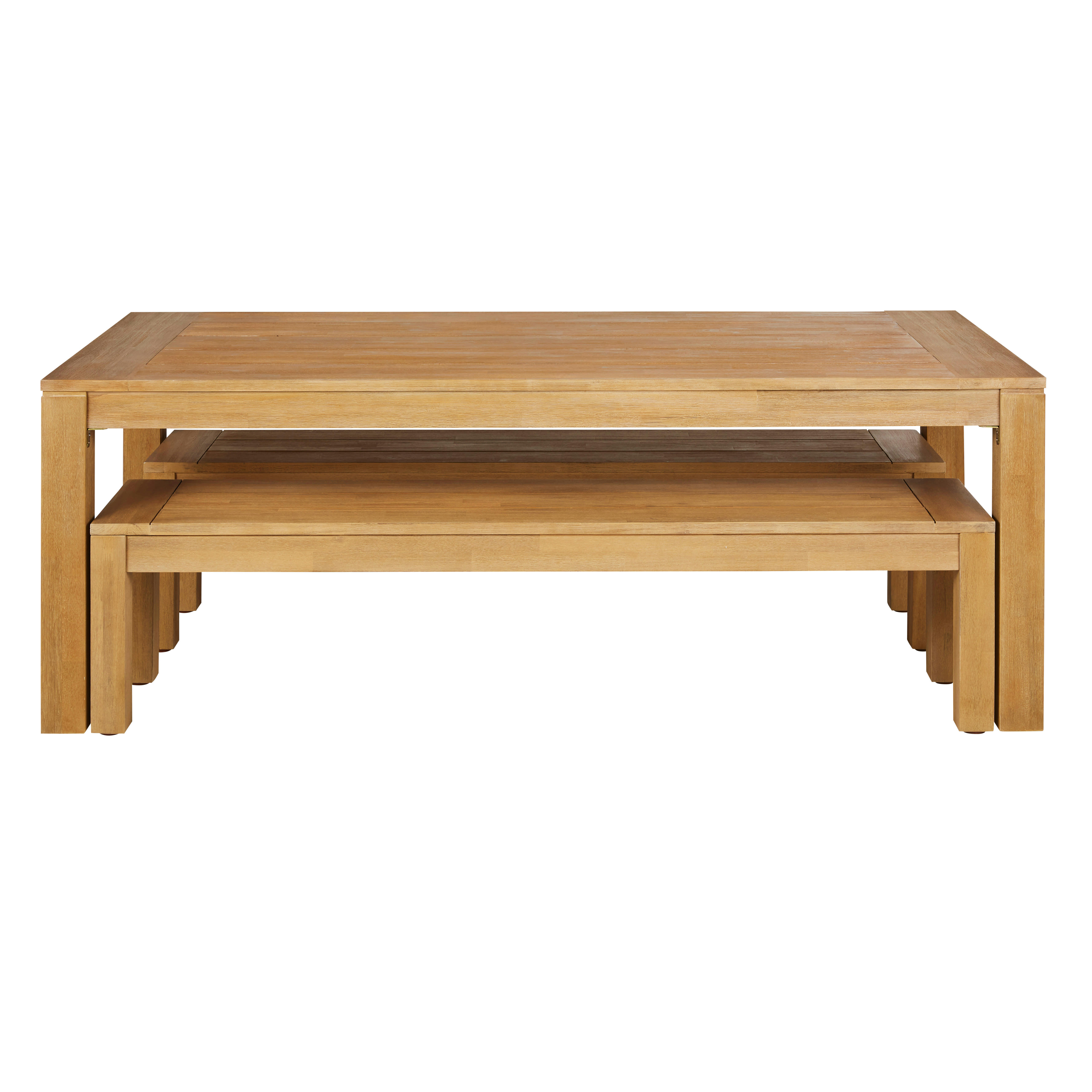 Elsie - Ensemble table de jardin et 2 bancs en bois d'acacia