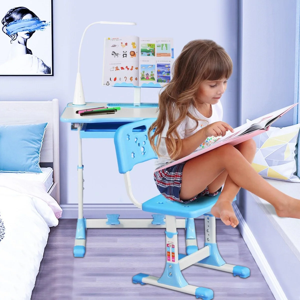 Height Adjustable Children's Desk And Chair Set