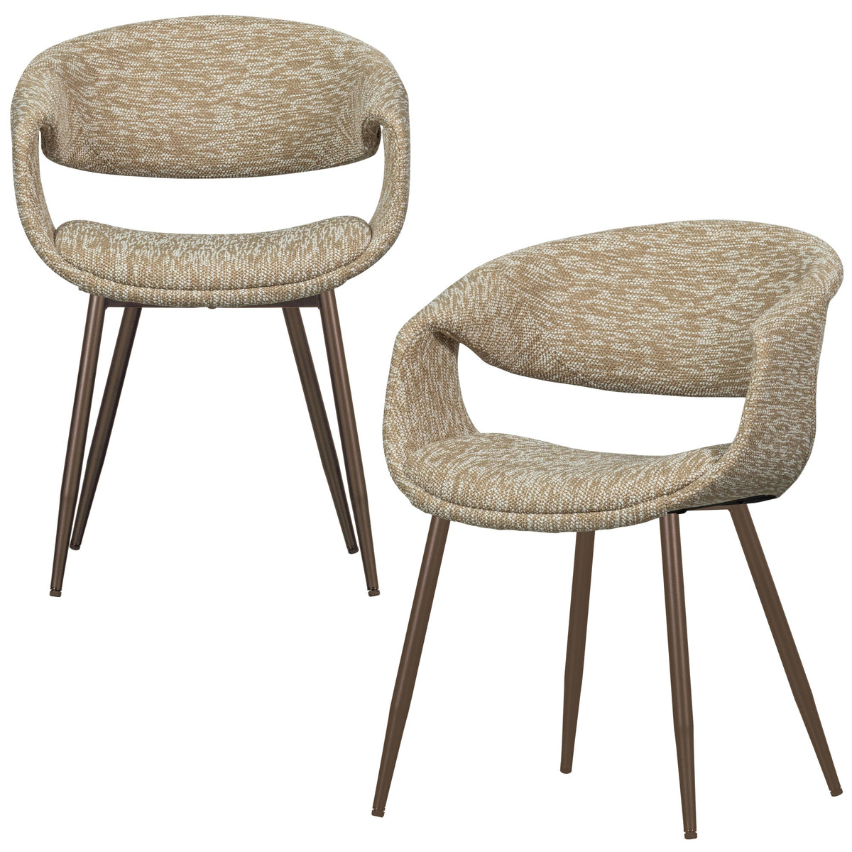 WOOOD eetkamerstoelen met metalen koper poot Yossi - Zand - Set van 2