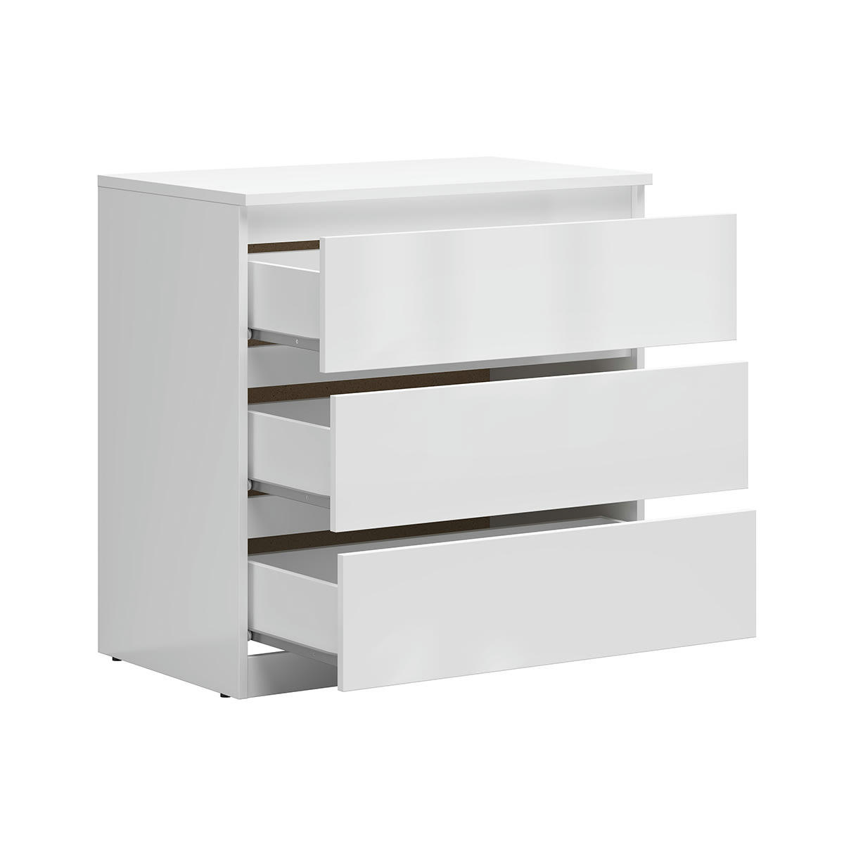 - Commode 3 tiroirs panneaux agglomérés blanc