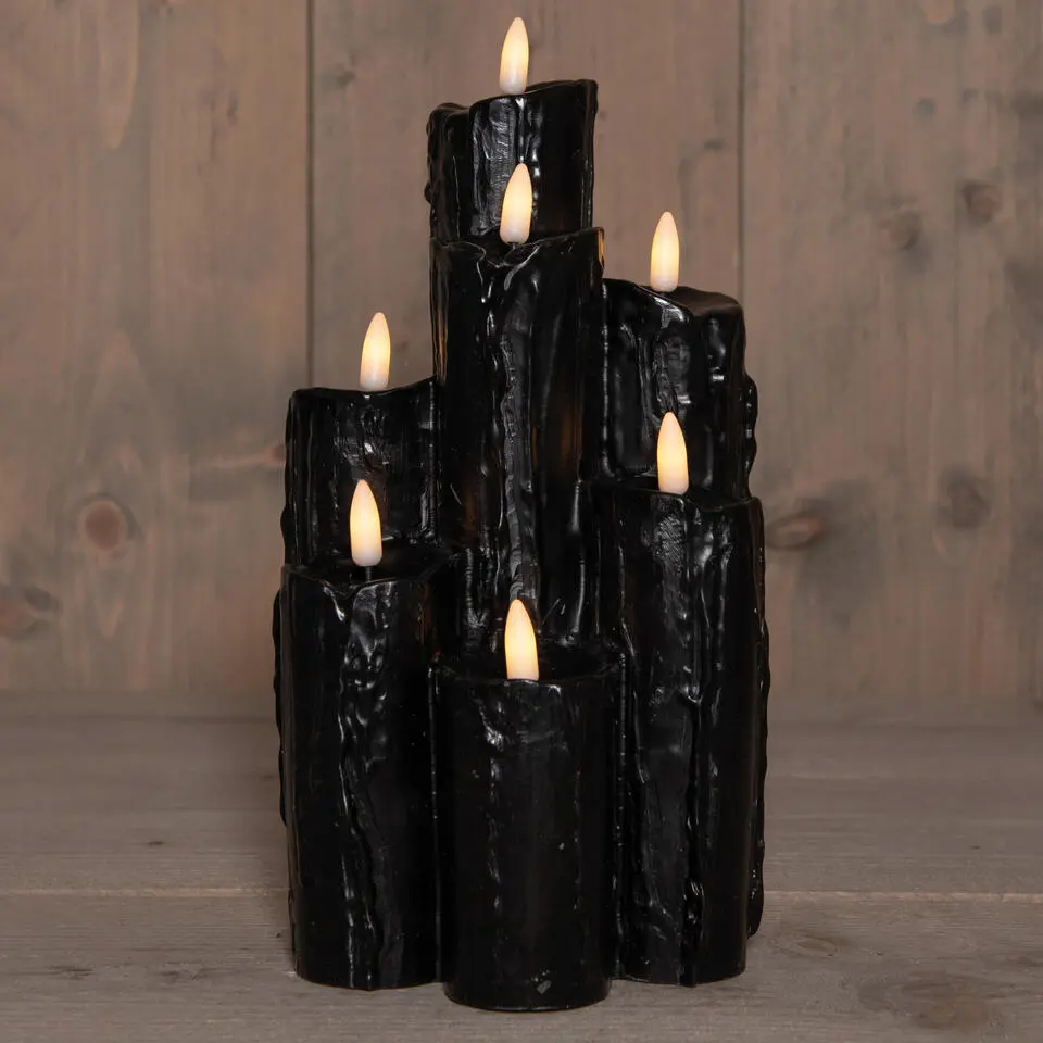 Anna's collection LED kaarsen/druipkaarsen - zwart - 15 x15x25 cm