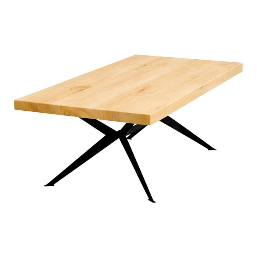 Table extensible bois huilé bords droits pied graphique 220 cm PALERME