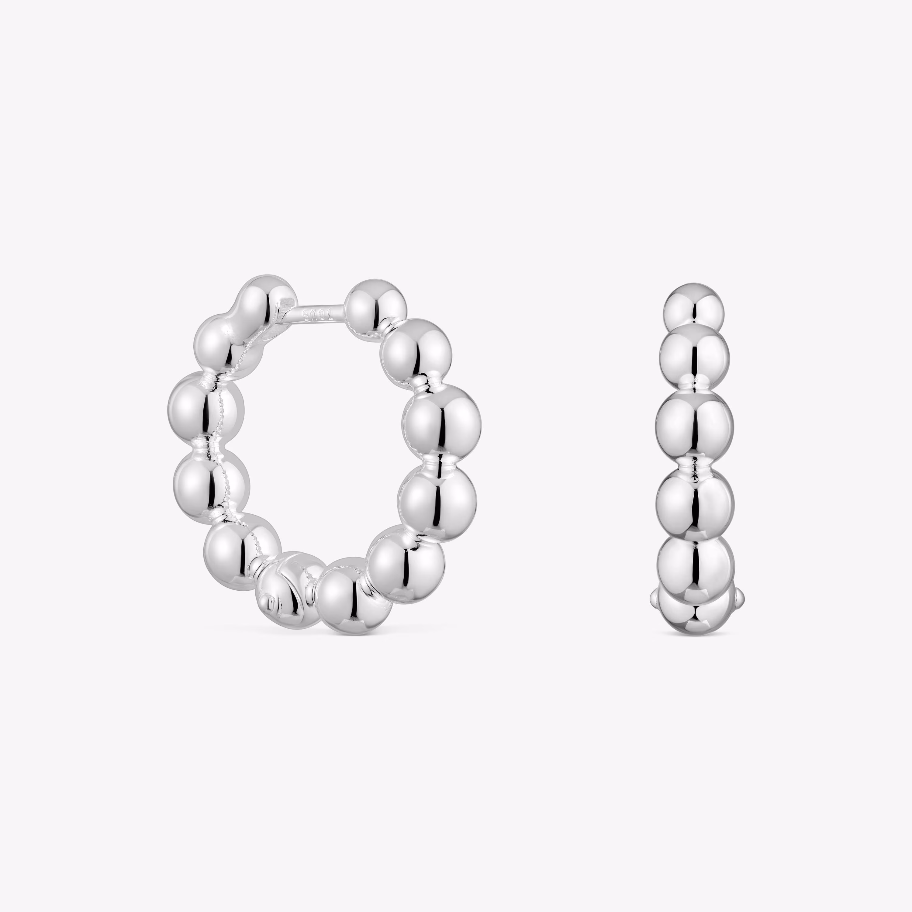 Pendientes de aro pequeños con detalles de plata 15 mm Gloss