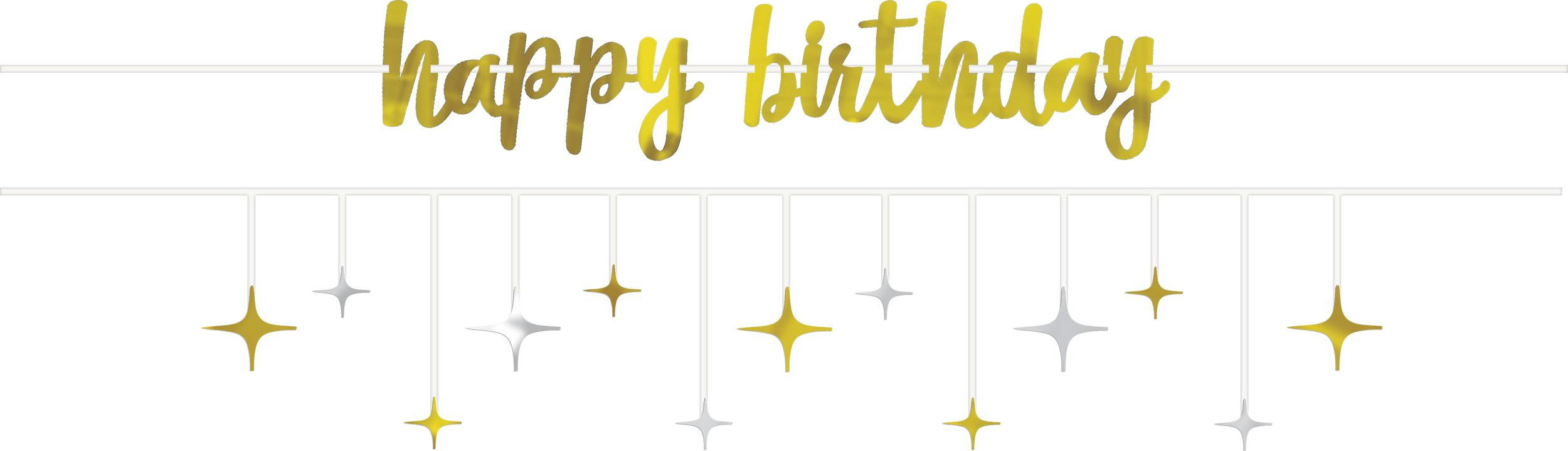 Metallic Gold & Silver Birthday Banners, 2-pc