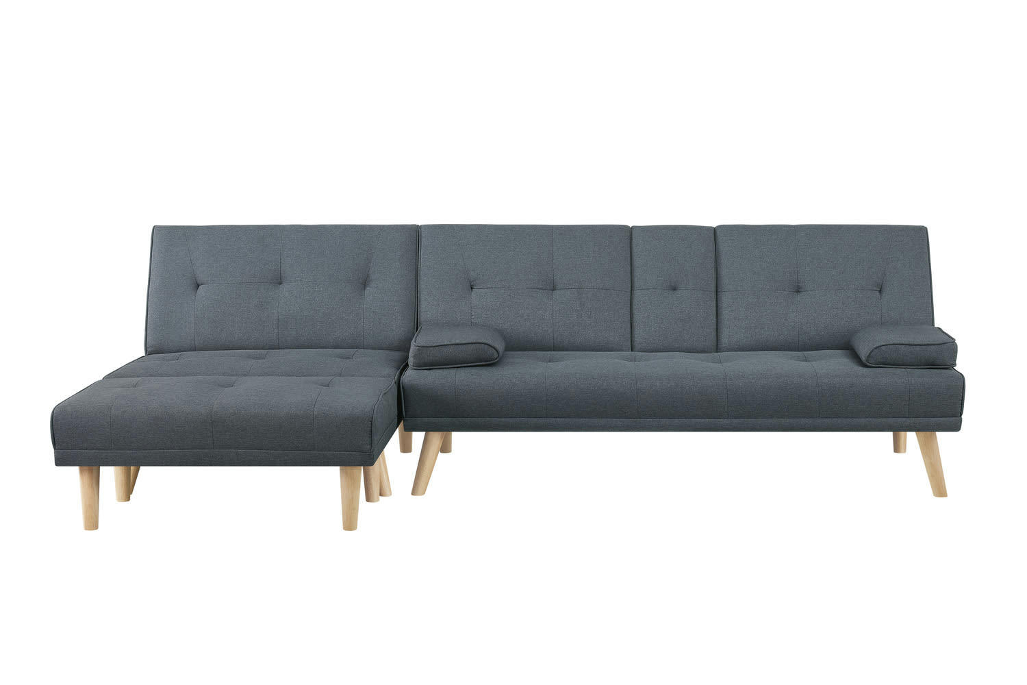 STOCKHOLM - Canapé scandinave convertible 5 places en tissu gris