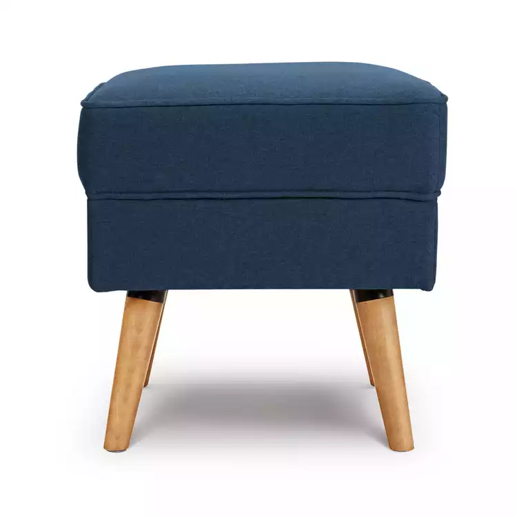 Habitat Callie Velvet Footstool - Petrol Blue