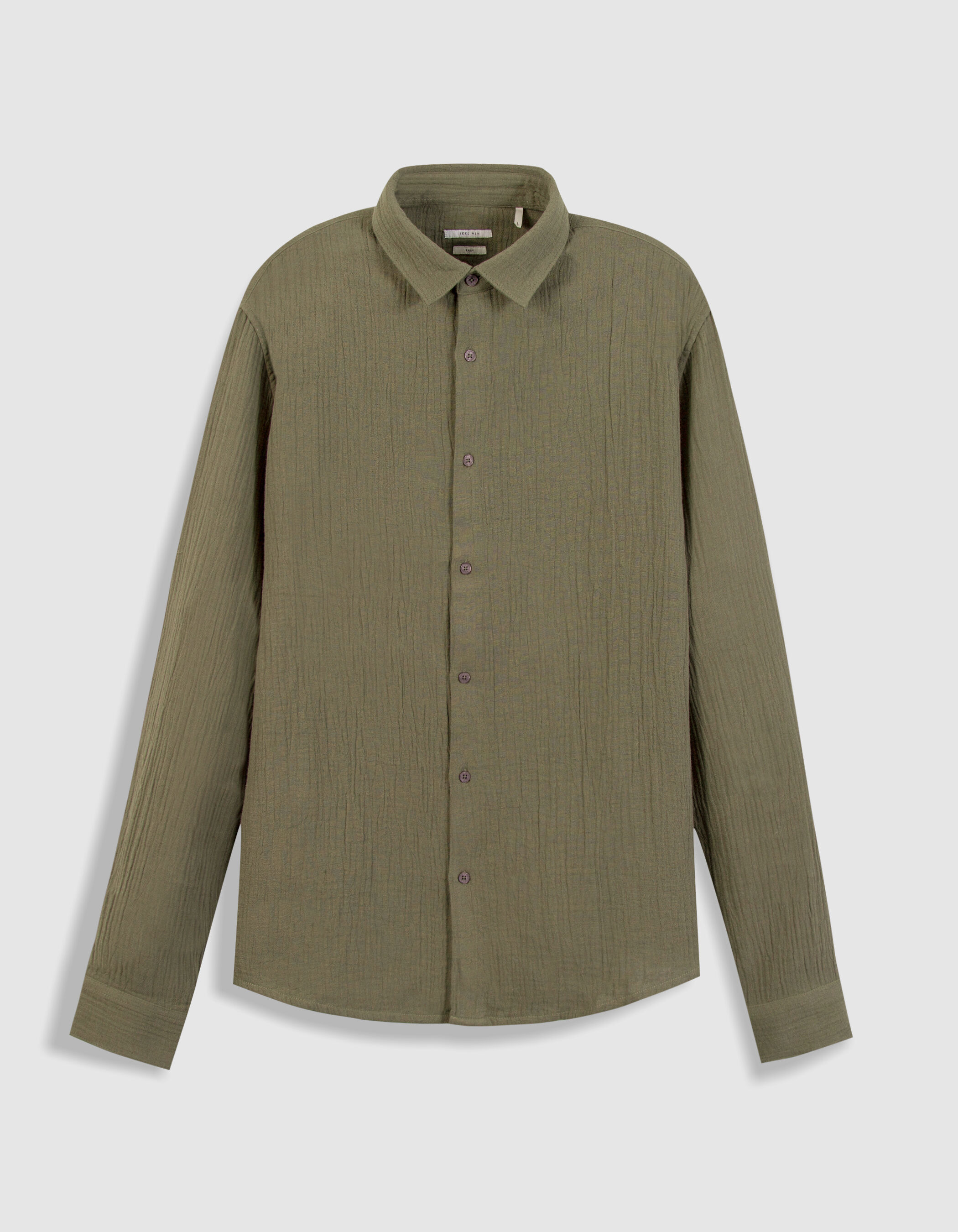 Chemise regular kaki gaze de coton bio Homme