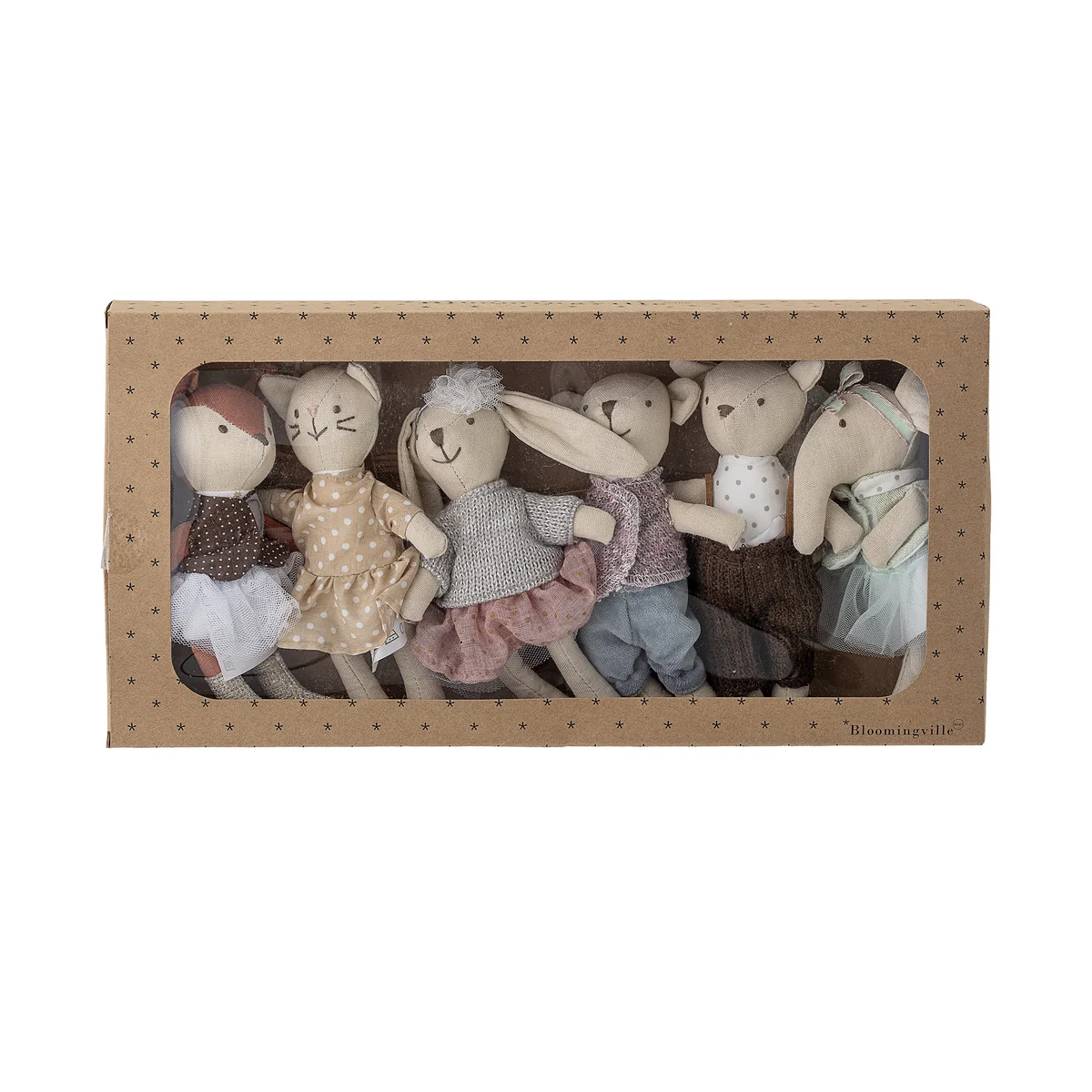 Bloomingville - Mini Kuscheltierset, multi-color (6er-Set)