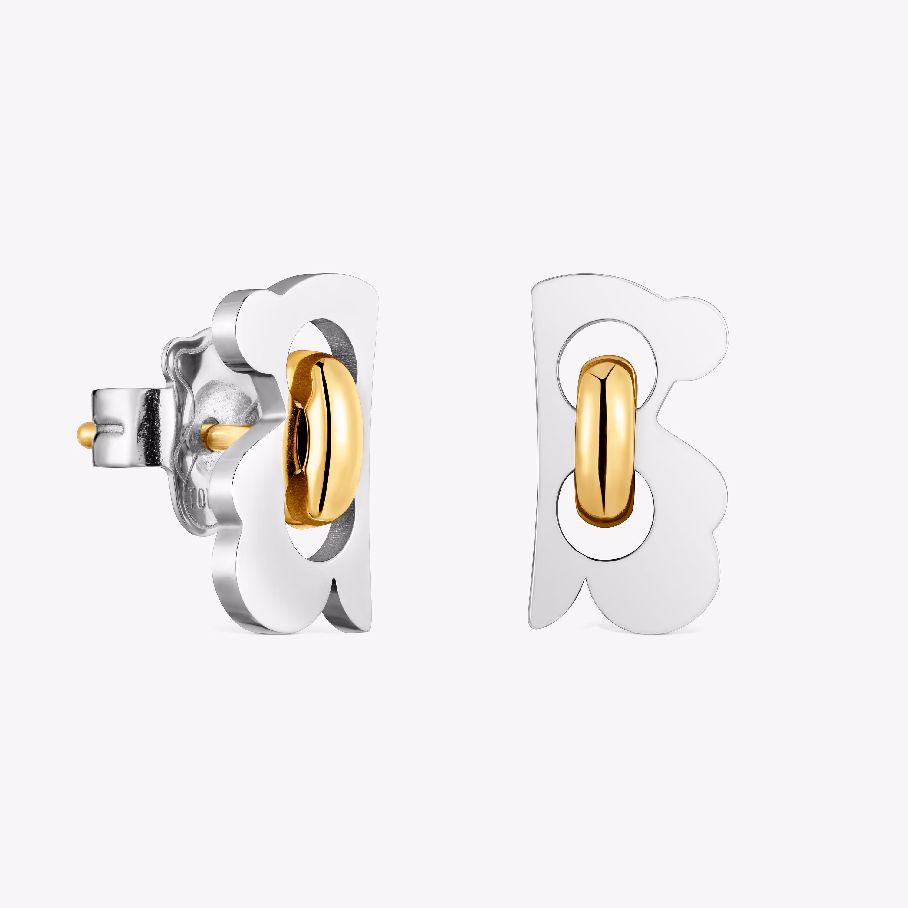 Pendientes oso de acero bicolor 12 mm TOUS Half Bear