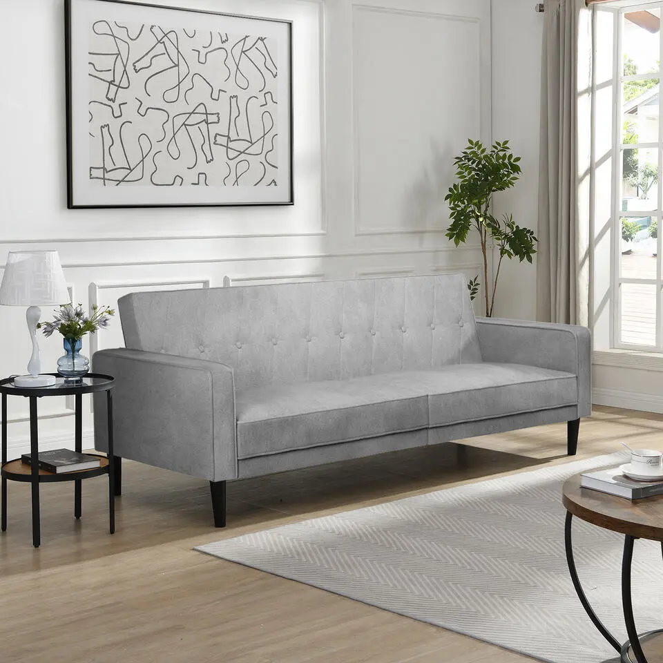 Avon - Slaapbank 3-zits in antraciet stof