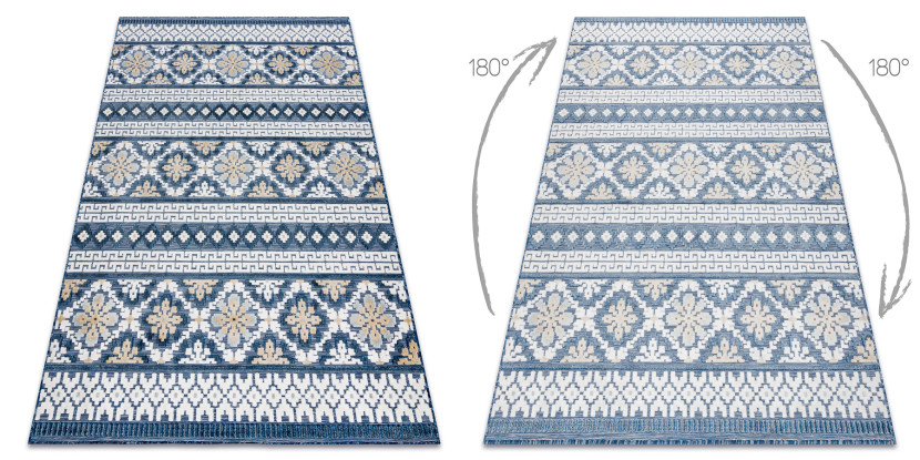 Dywan Strukturalny BOTANIC 65252 Boho płasko tkany, na balkon, 157x220 cm