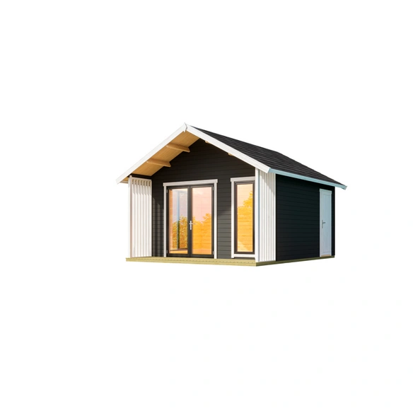 Blockbohlenhaus »Murano«, BxHxT: 448,5 x 330,6 x 520 cm (Außenmaß inkl. Dachüberstand), grau