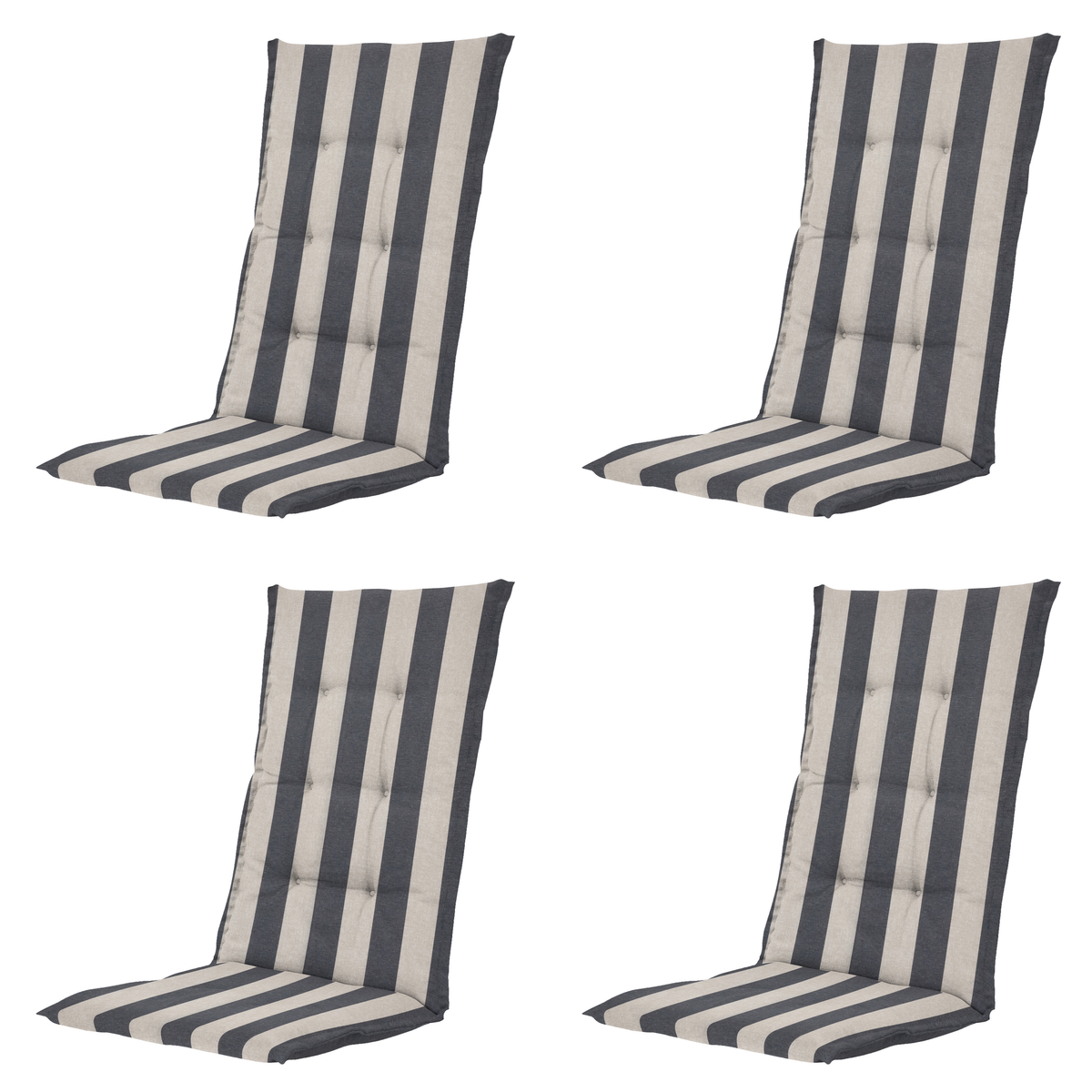 Madison tuinstoelkussen hoge rug Amora - grijs - 123x50x5cm - set van 4