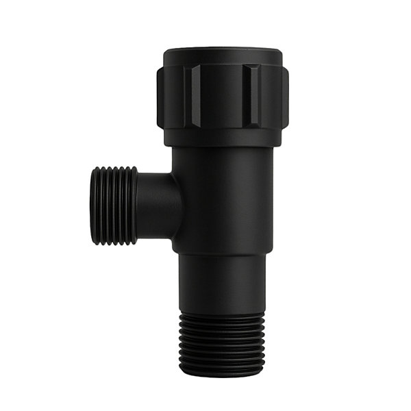 BALNEO - robinet d'angle à obturateur champignon à siège céramique 1/2 x 1/2 noir acier inoxydable