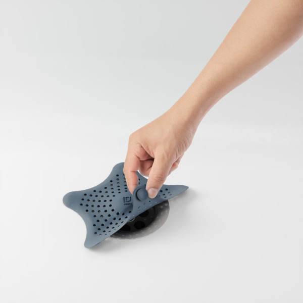 SITKO DO ODPŁYWU Starfish niebieskie GUMOWE z przyssawkami