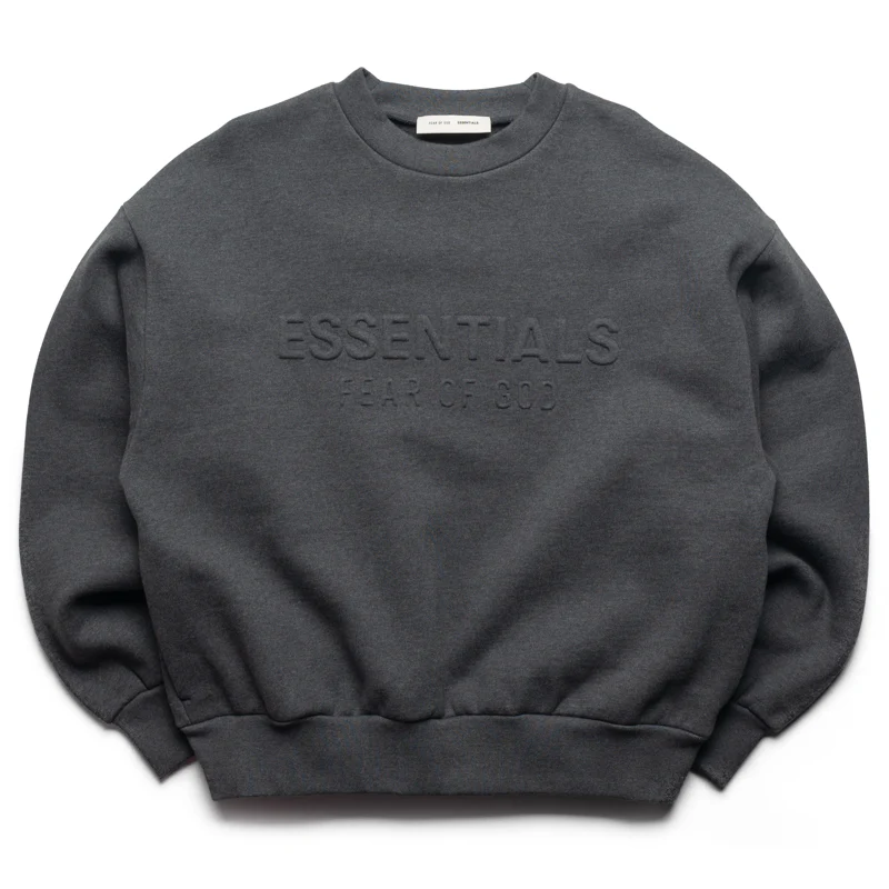 Fear Of God Essentials Embossed Classic Crewneck Sweatshirt - Charcoal Heather