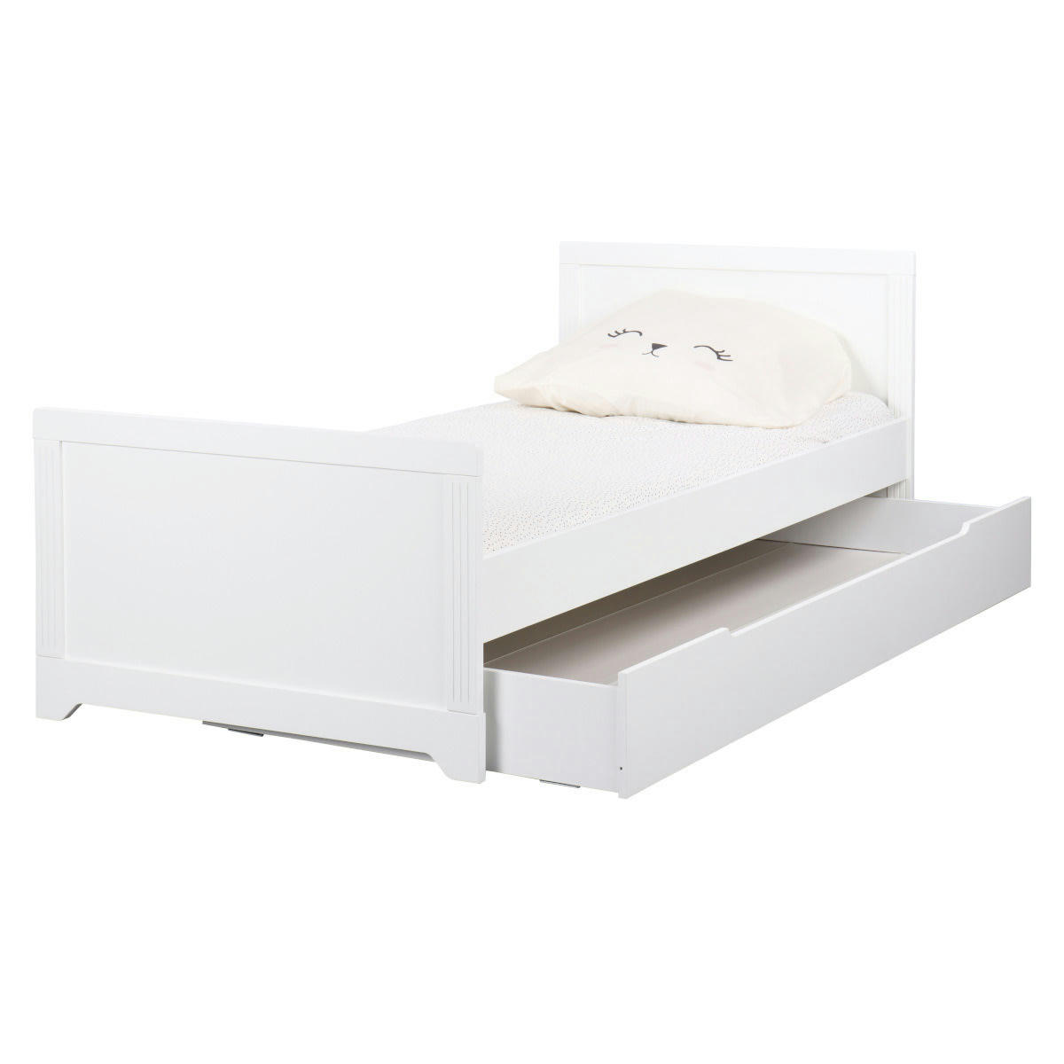 MONA - Lit avec tiroir 90x190 cm bois massif blanc