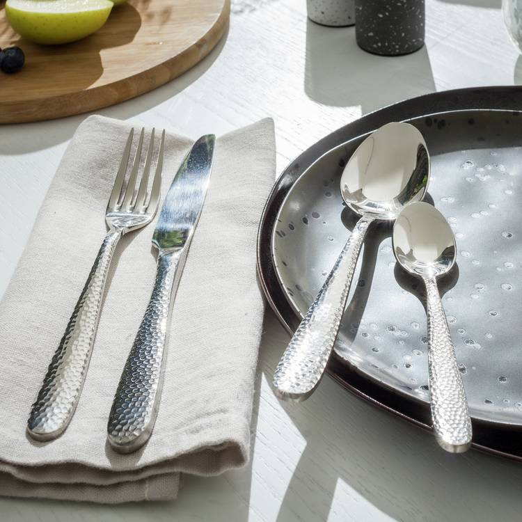 Habitat Hammered 16 Piece Stainless Steel Cutlery Set