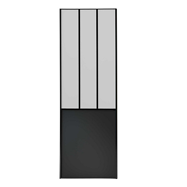 OPTIMUM pack portes de placard coulissantes, 2 vantaux décor atelier noir, verre dépoli blanc, H 2500 x L 1800 mm