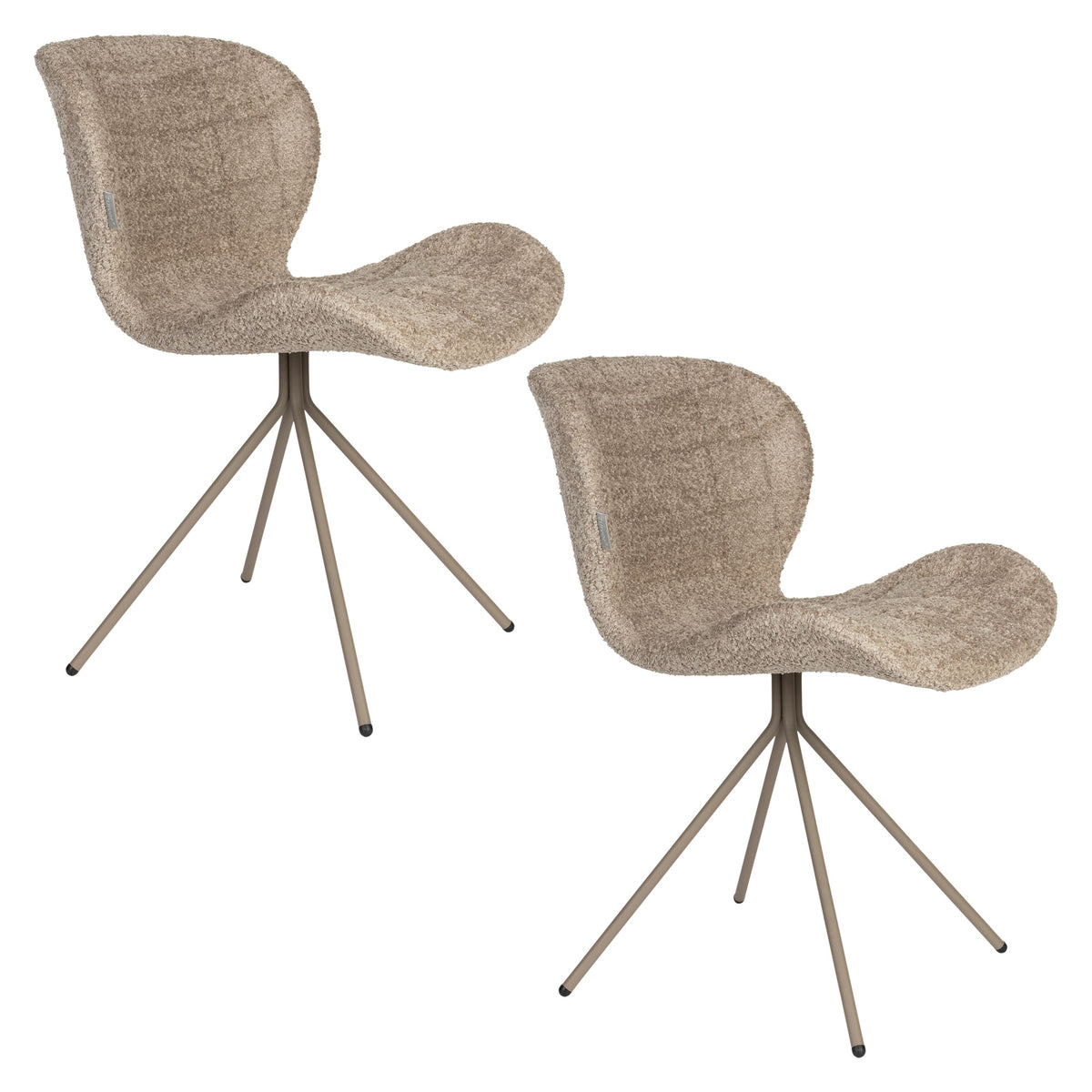 Zuiver OMG Eetkamerstoelen Soft Beige - Set van 2