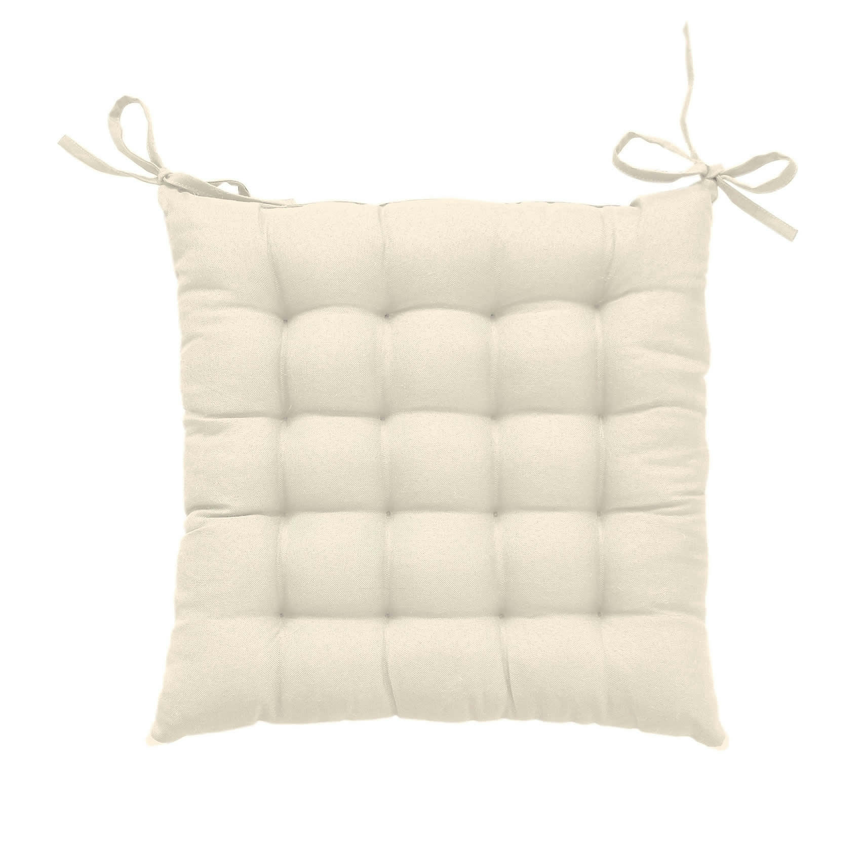 - Galette de chaise unie et piquée polyester ecru 38x38 cm