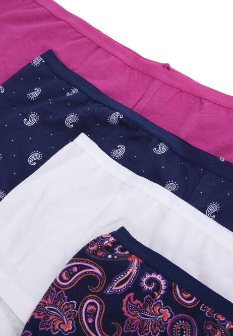 Womens 4pk Navy Paisley Shorts Briefs