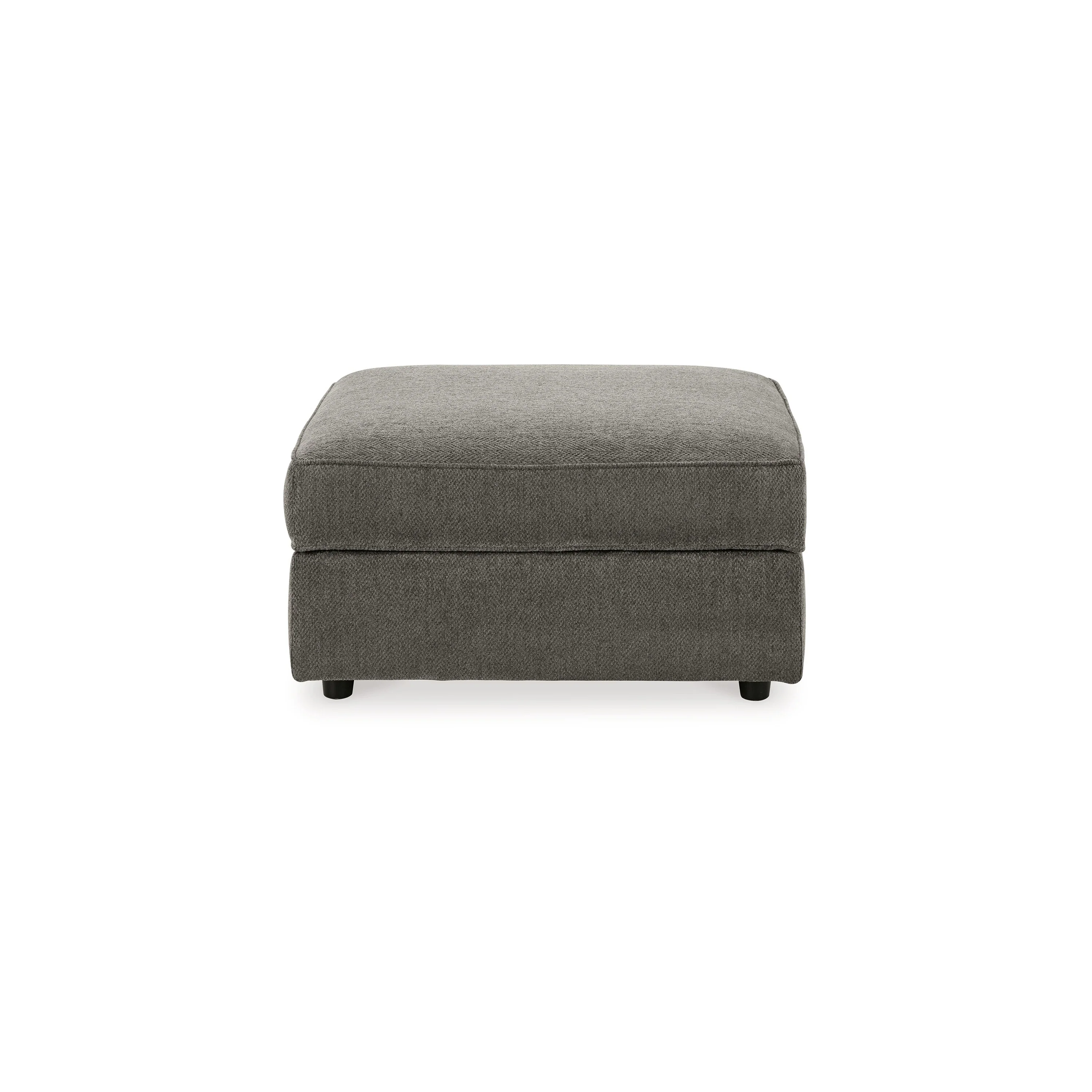 Fola Square Accent Ottoman, 37 Inch Gray, Cupholders with Storage