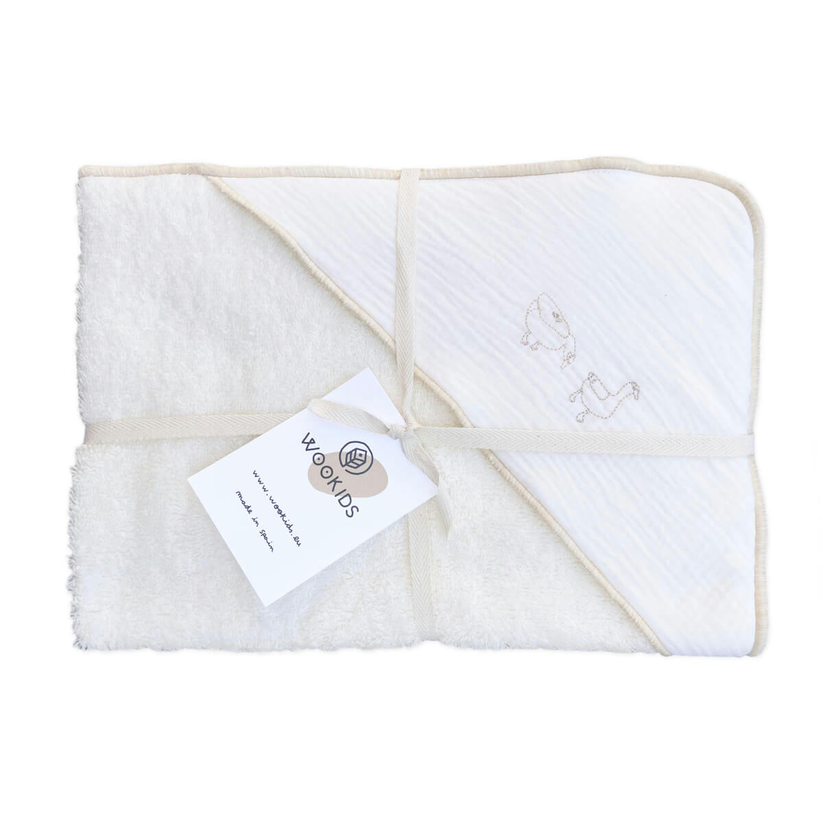 BARNA - Cape de bain canards broderie beige