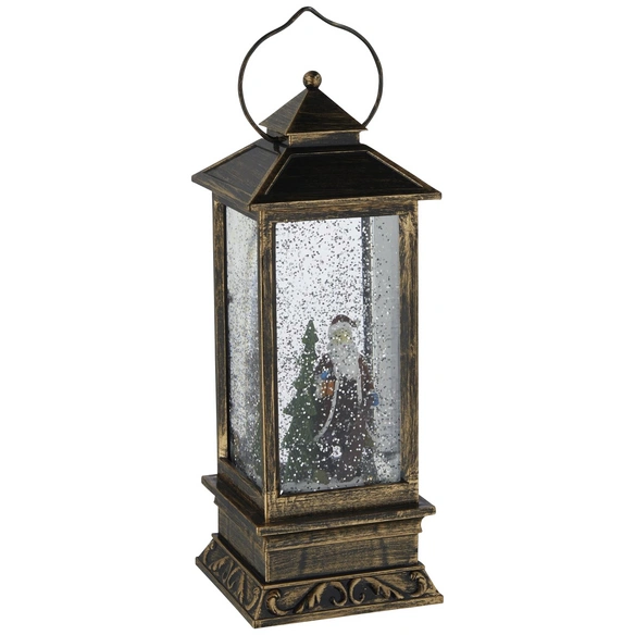 LED-Schneelaterne, eckig, Höhe: 27 cm, batterie, weiss/rot/braun/grün