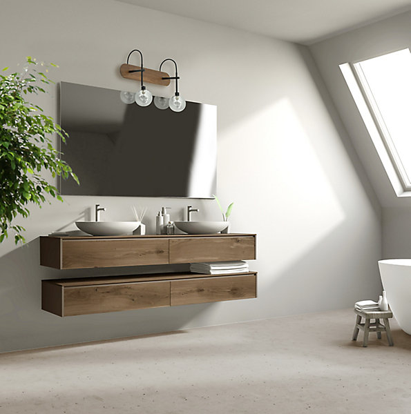 Applique murale de salle de bain Lisburn 2 lumières IP44 G9 33W noir Seynave