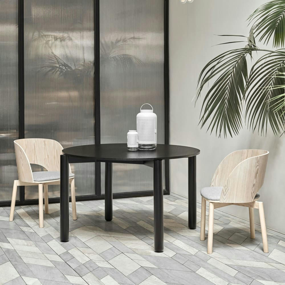 ATLAS - Table à manger ronde en bois D120cm noir