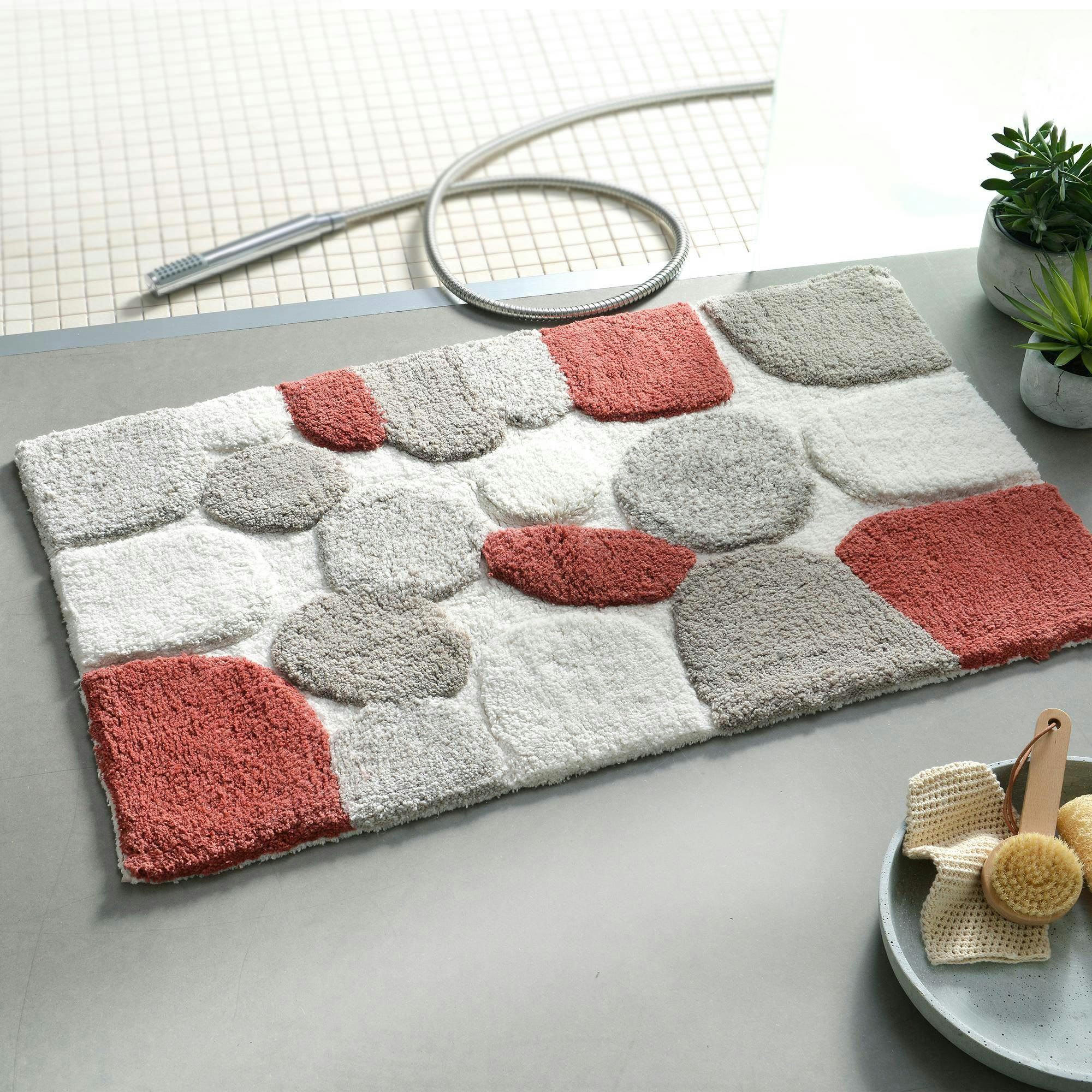 CAILLOUX - Tapis de bain 50x80 rose en coton 2900 g/m²