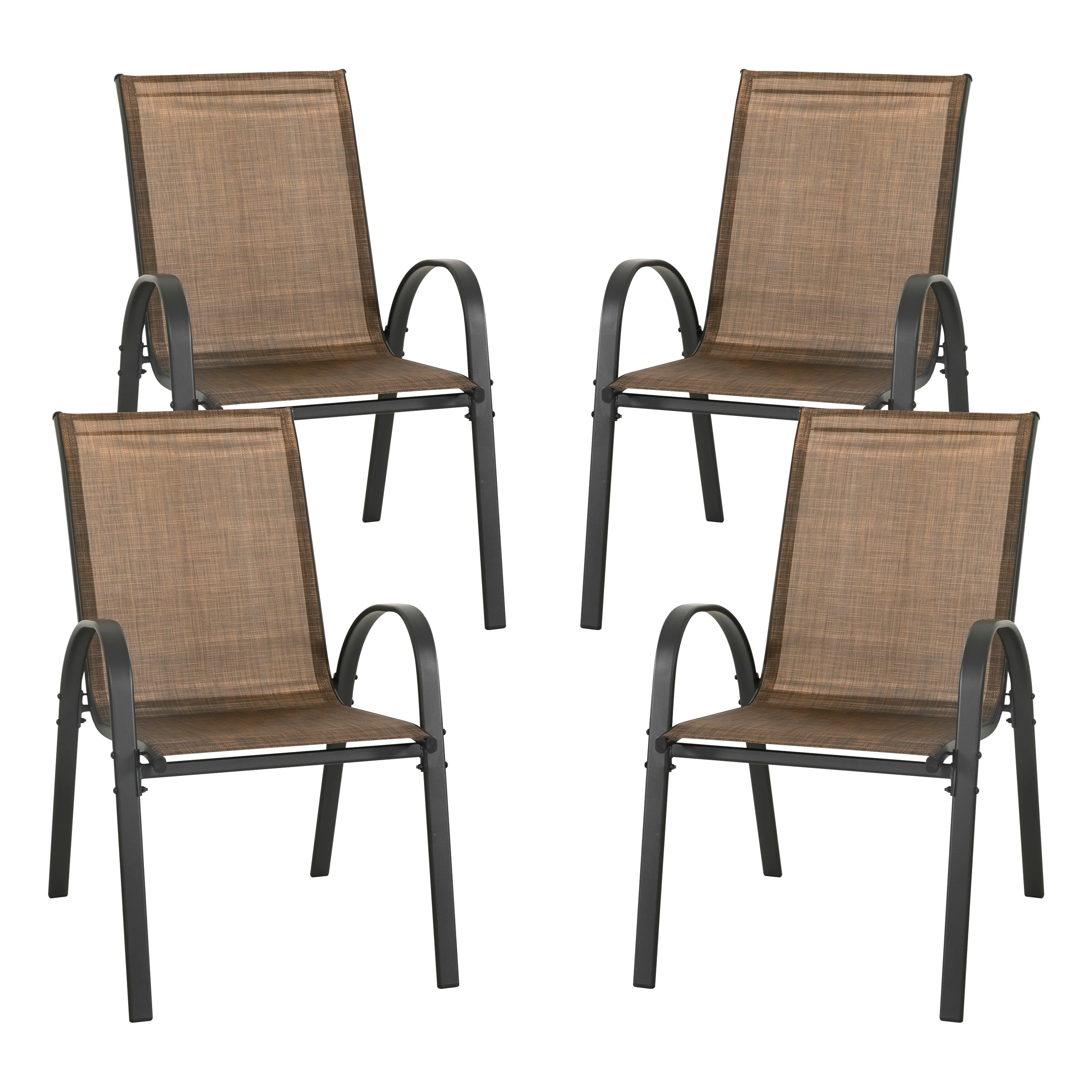 Nuu Garden 4-Piece Patio Dining Chairs, Stackable Chairs, Brown