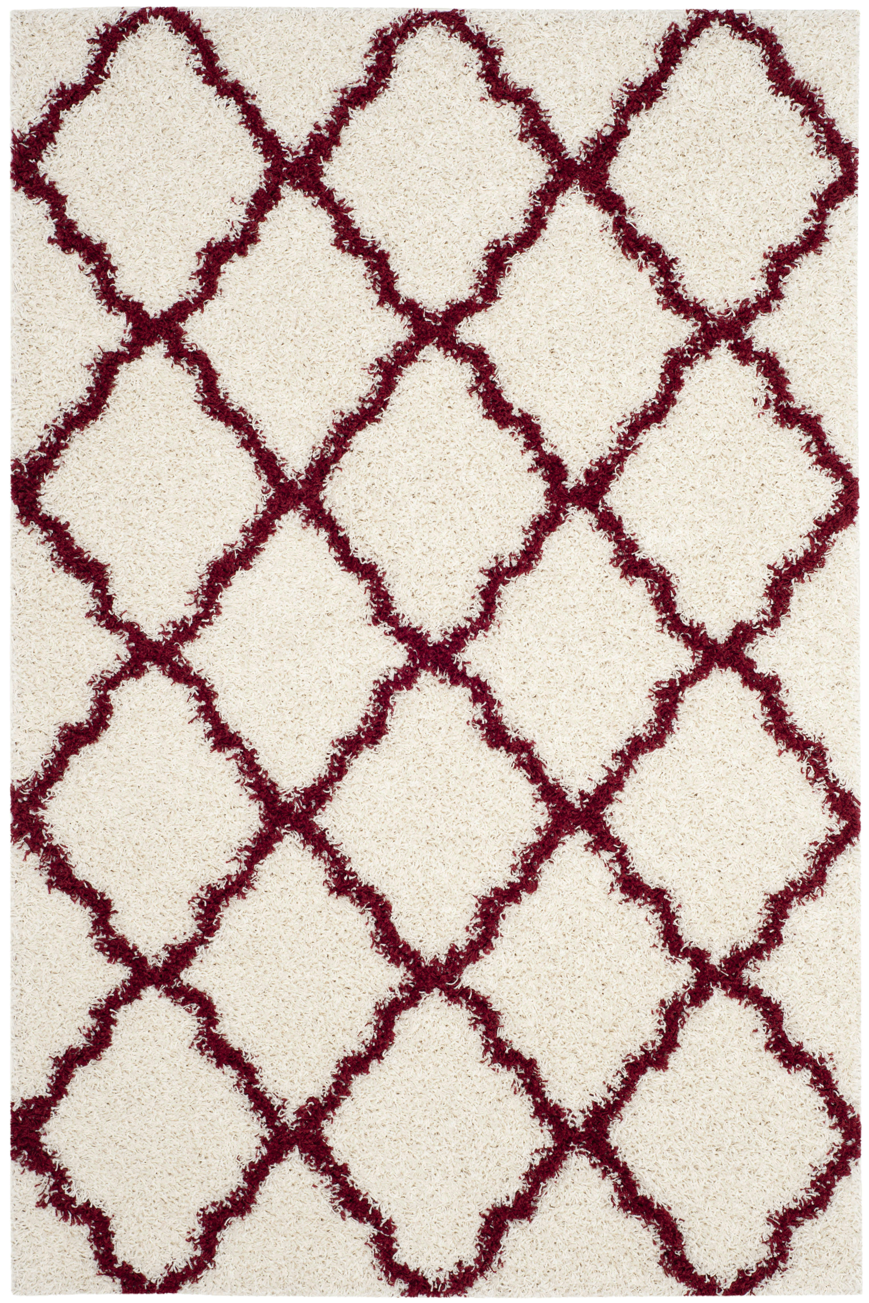 DALLAS SHAG - Tapis de salon interieur en ivoire & rouge, 183 x 274 cm