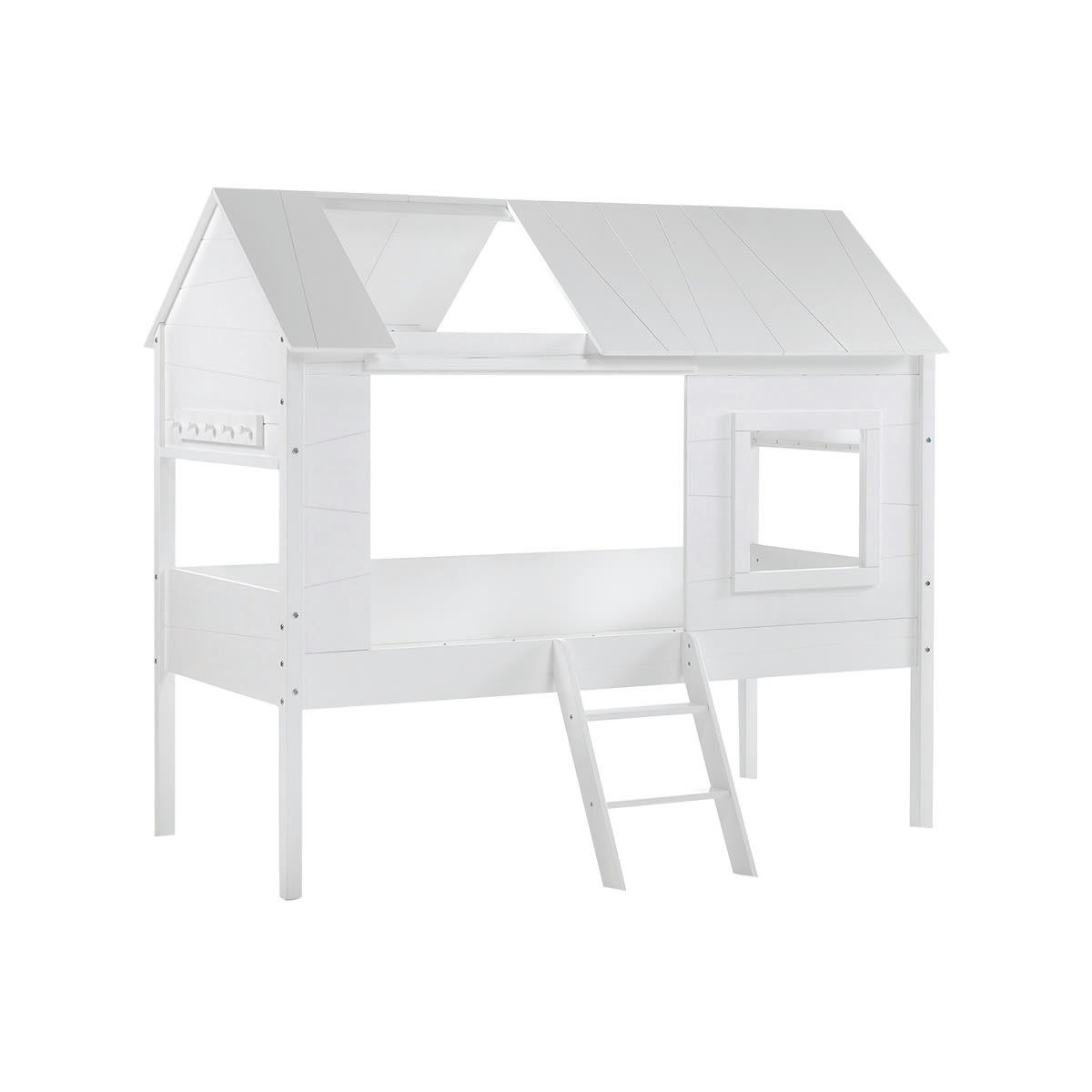 CHARLOTTE - Lit cabane 90x200 sommier inclus blanc