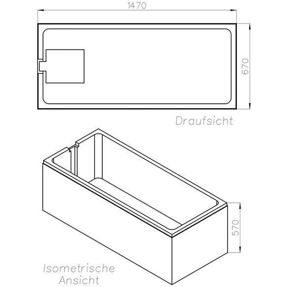 Wannenträger »Costa«, BxHxL: 67 x 57 x 147 cm, weiß